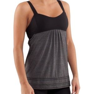Lululemon Back on Track Tank Top-Size 4 Built in Bra -Black and Gray Lulu-EUC